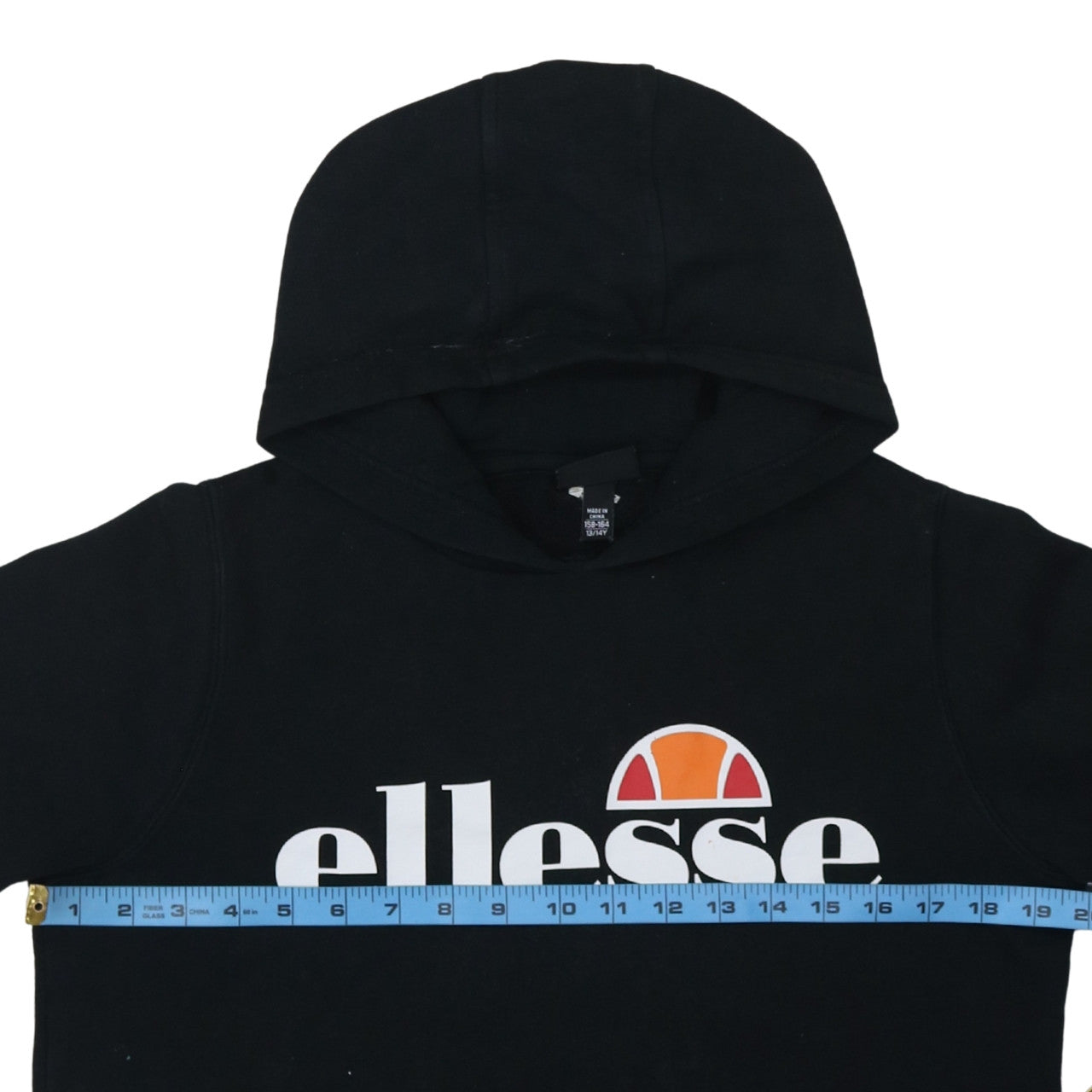 Ellesse Boys Black Pullover Hoodie 13-14 Years Regular Fit Logo Print
