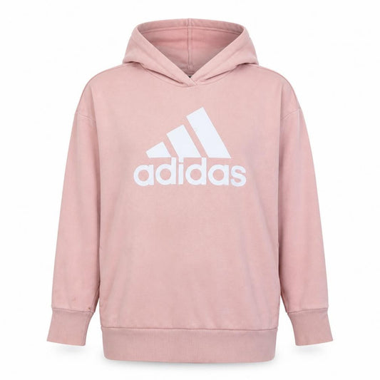 Adidas Women Pink Pullover Hoodie L Logo Graphic Casual Sweatshirt