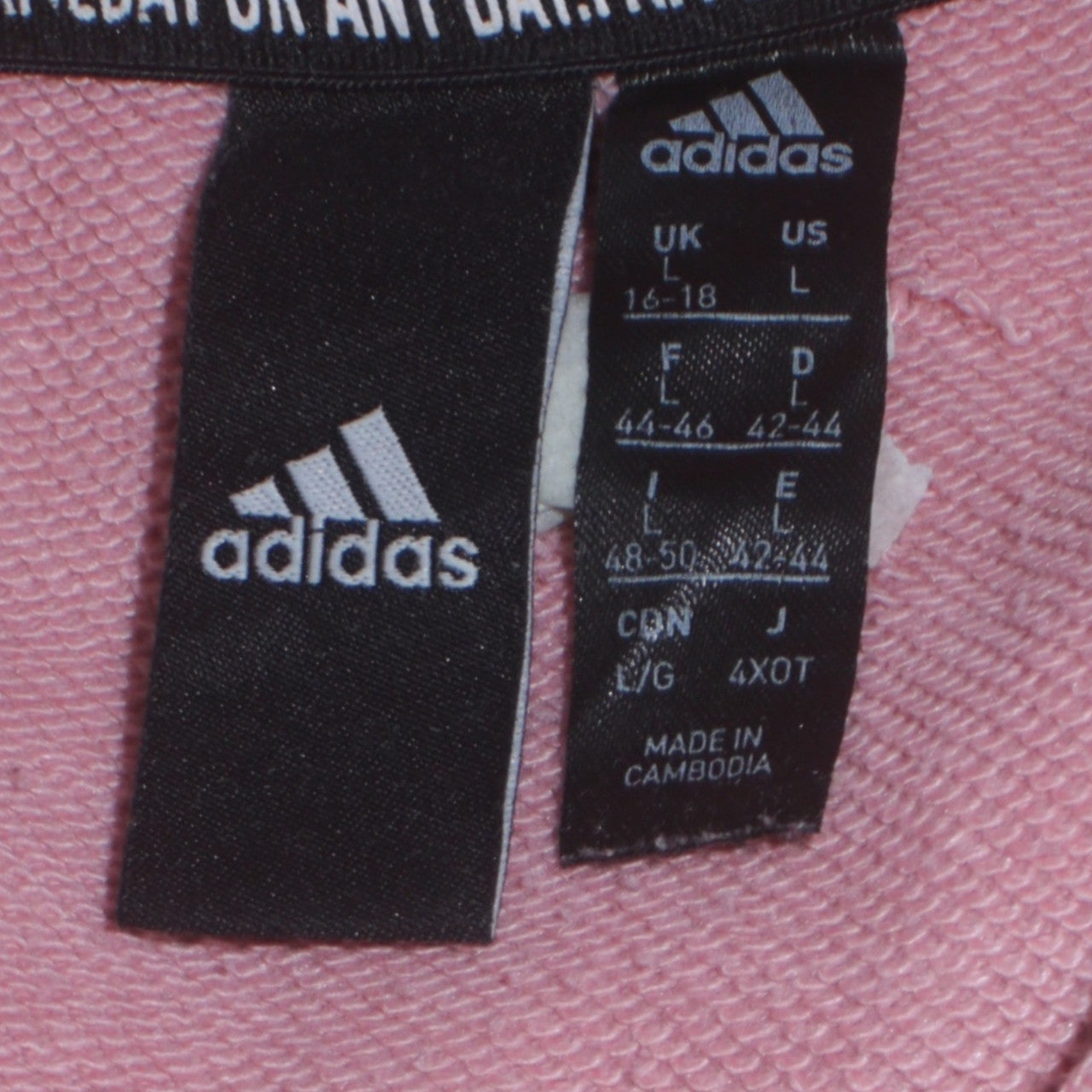 Adidas Women Pink Pullover Hoodie L Logo Graphic Casual Sweatshirt