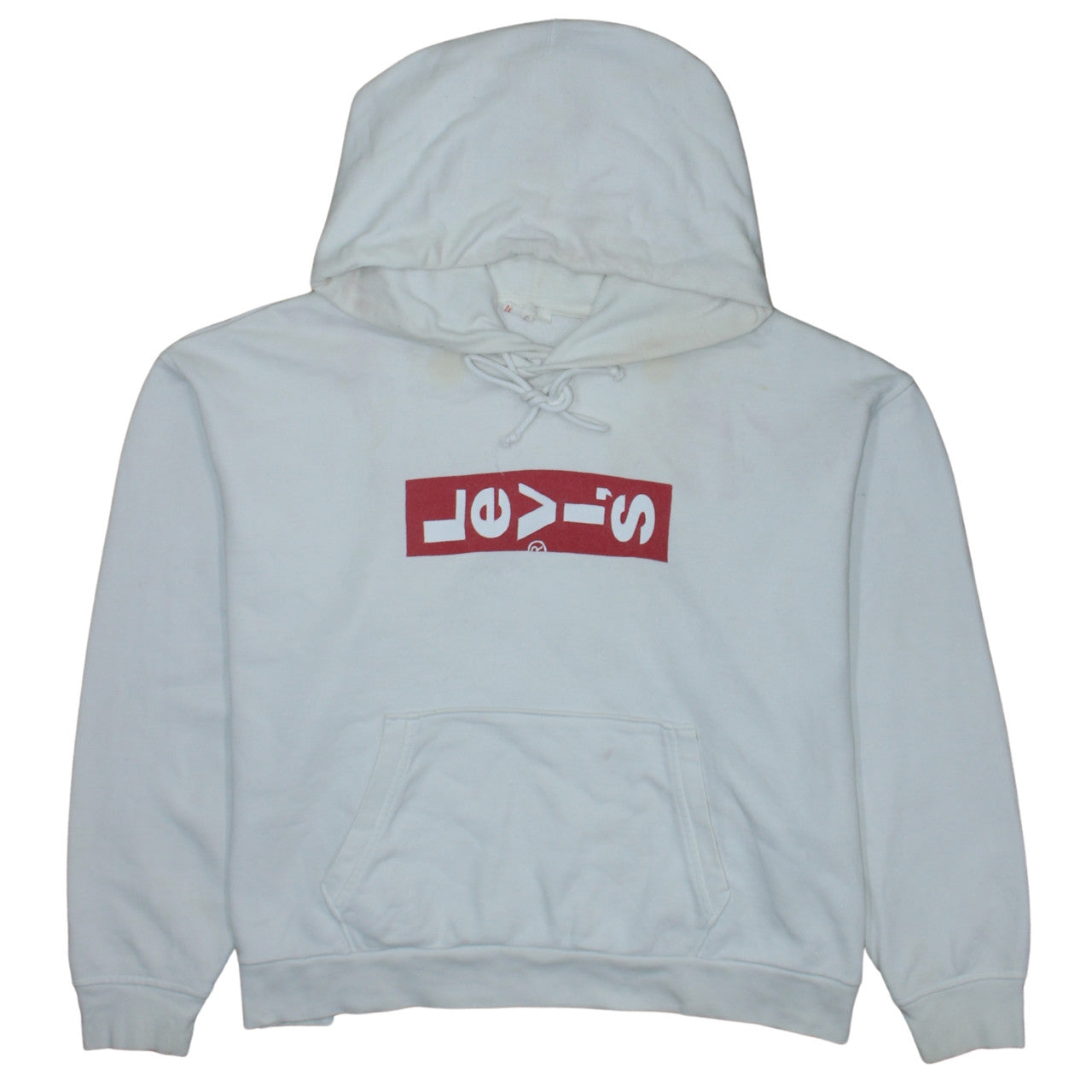 Levi's Womens White Large Pullover Hoodie with Logo Print