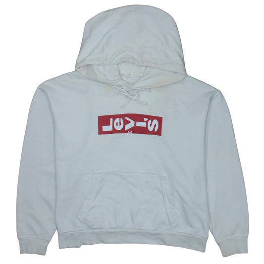 Levi's Womens White Large Pullover Hoodie with Logo Print