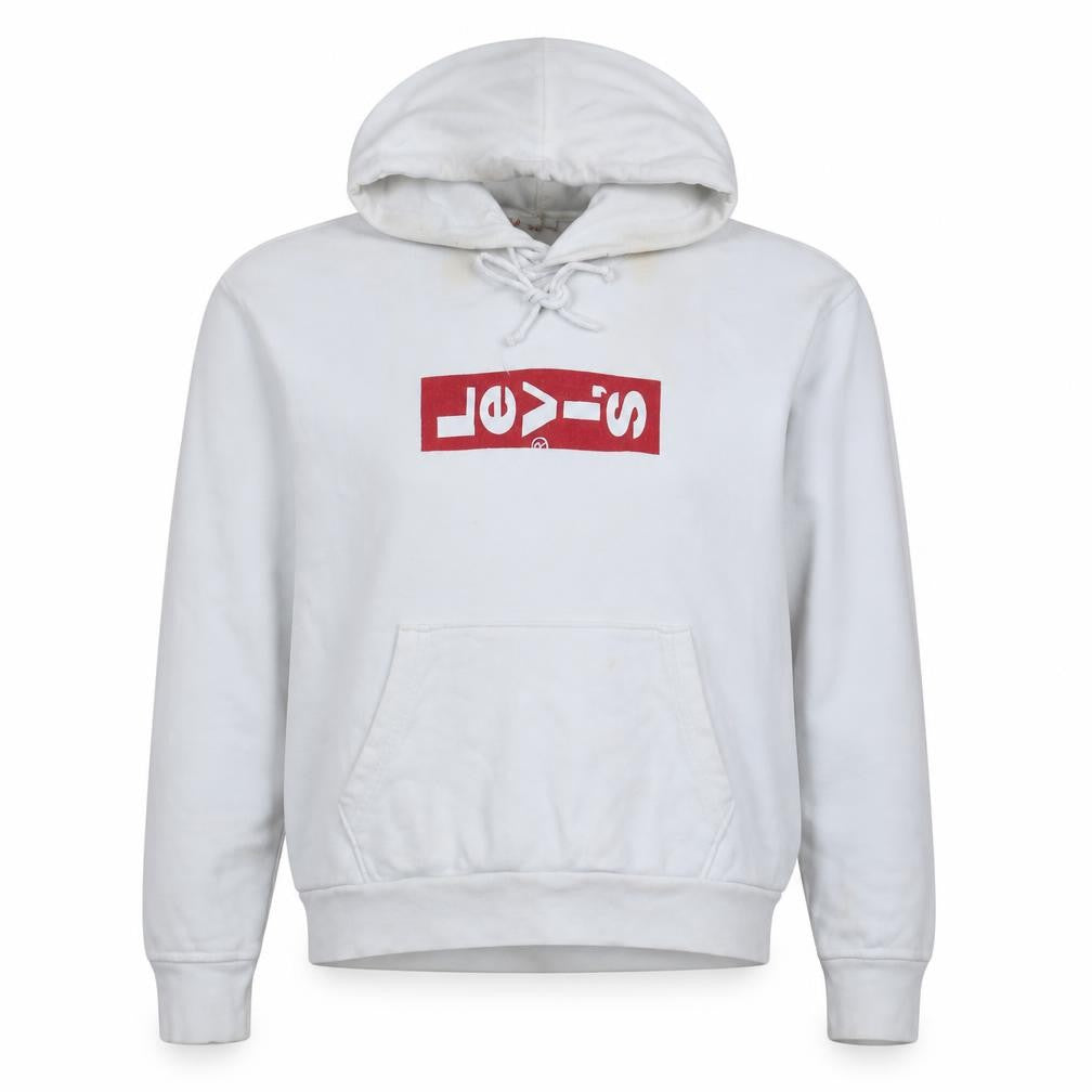 Levi's Womens White Large Pullover Hoodie with Logo Print