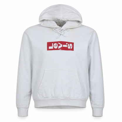 Levi's Womens White Large Pullover Hoodie with Logo Print