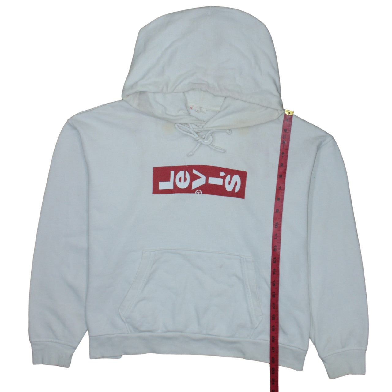 Levi's Womens White Large Pullover Hoodie with Logo Print