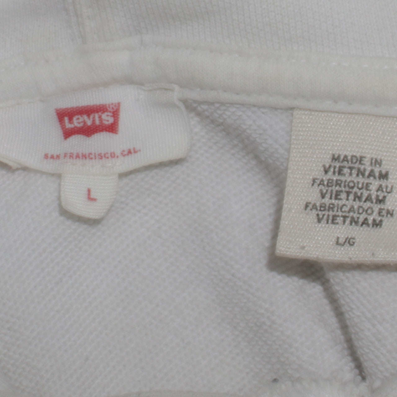 Levi's Womens White Large Pullover Hoodie with Logo Print