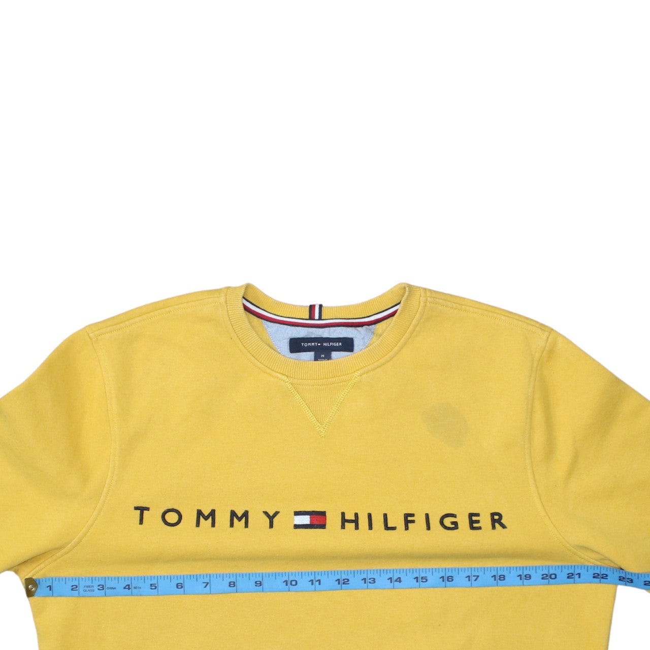 Tommy Hilfiger Women’s Yellow Logo Pullover Sweatshirt M Cotton Blend