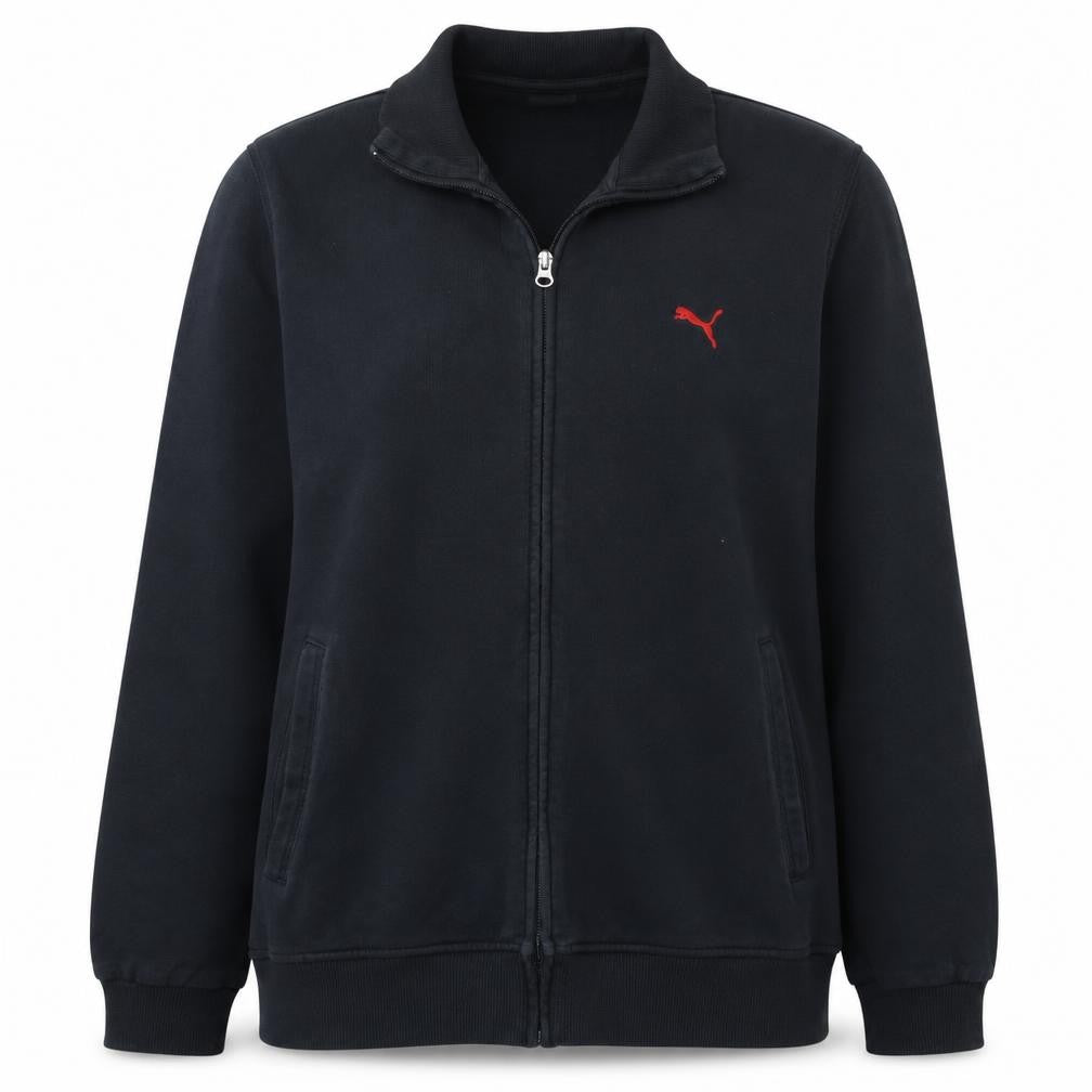 Puma Women Black XL Full Zip Sweatshirt with Red Logo