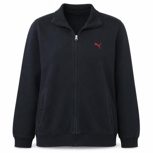 Puma Women Black XL Full Zip Sweatshirt with Red Logo