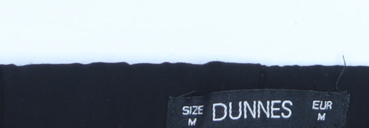 Dunnes Womens Black Cropped Trousers M Elastic Waist Cotton Blend