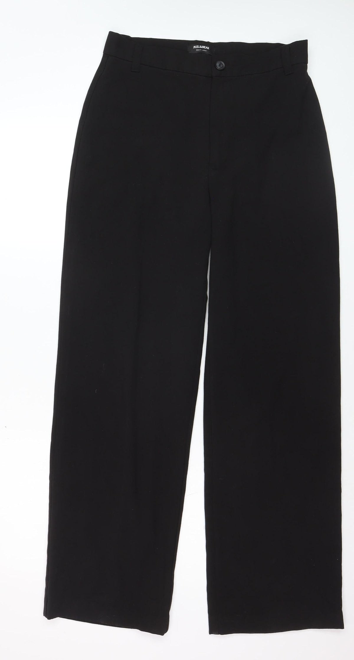 Pull & Bear Womens Black Regular Fit Straight Leg Trousers Size 12