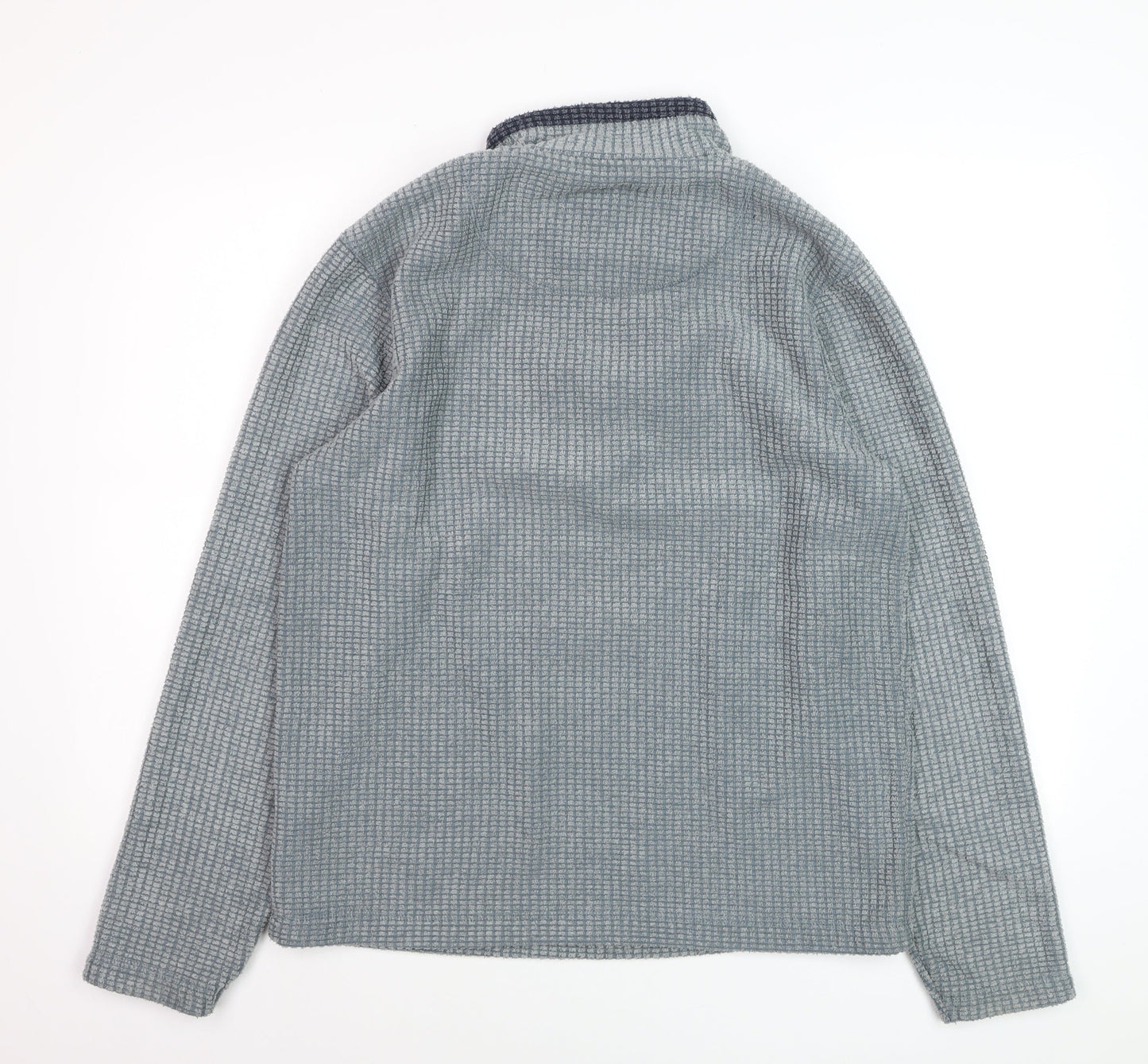Weird Fish Men's Grey Waffle Knit 1/4 Zip Fleece Jumper M