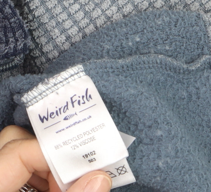 Weird Fish Men's Grey Waffle Knit 1/4 Zip Fleece Jumper M