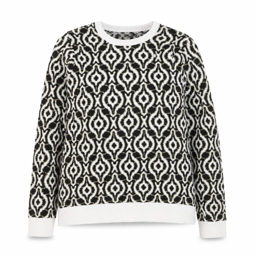 Savida Women’s Black & White Geometric Knit Jumper Size 12