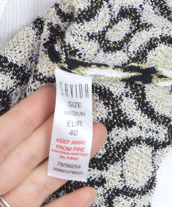 Savida Women’s Black & White Geometric Knit Jumper Size 12