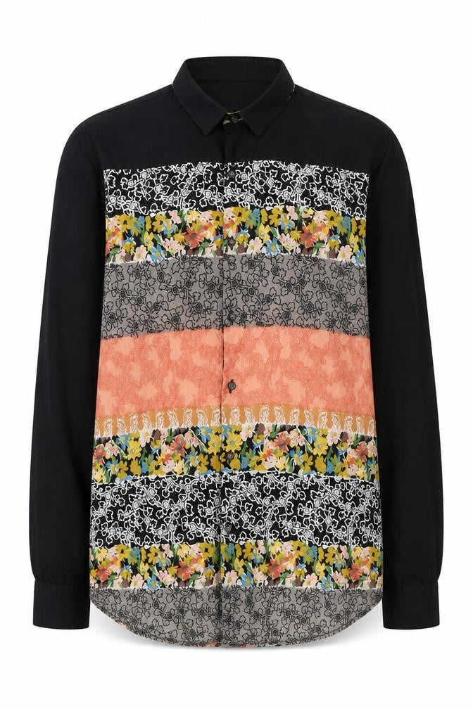 FRIO Womens Multicoloured Floral Stripe Cotton Button-Up Shirt XL