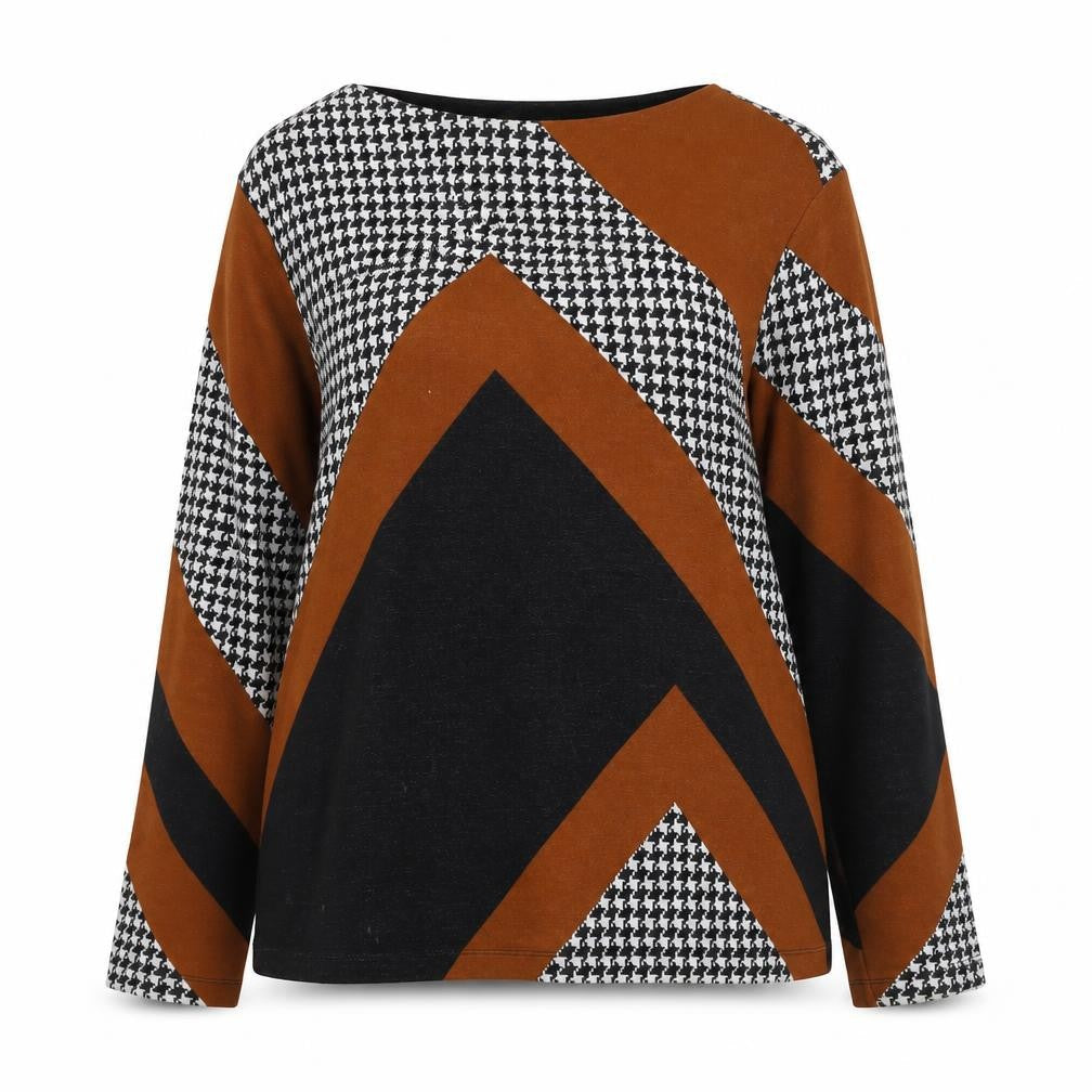 Gerry Weber Women’s Brown Geometric Pullover Jumper Size 14