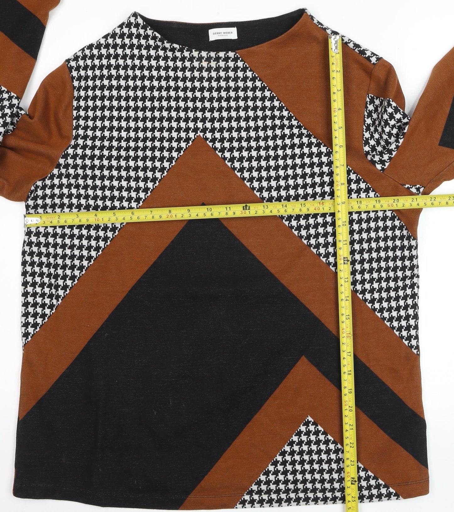 Gerry Weber Women’s Brown Geometric Pullover Jumper Size 14