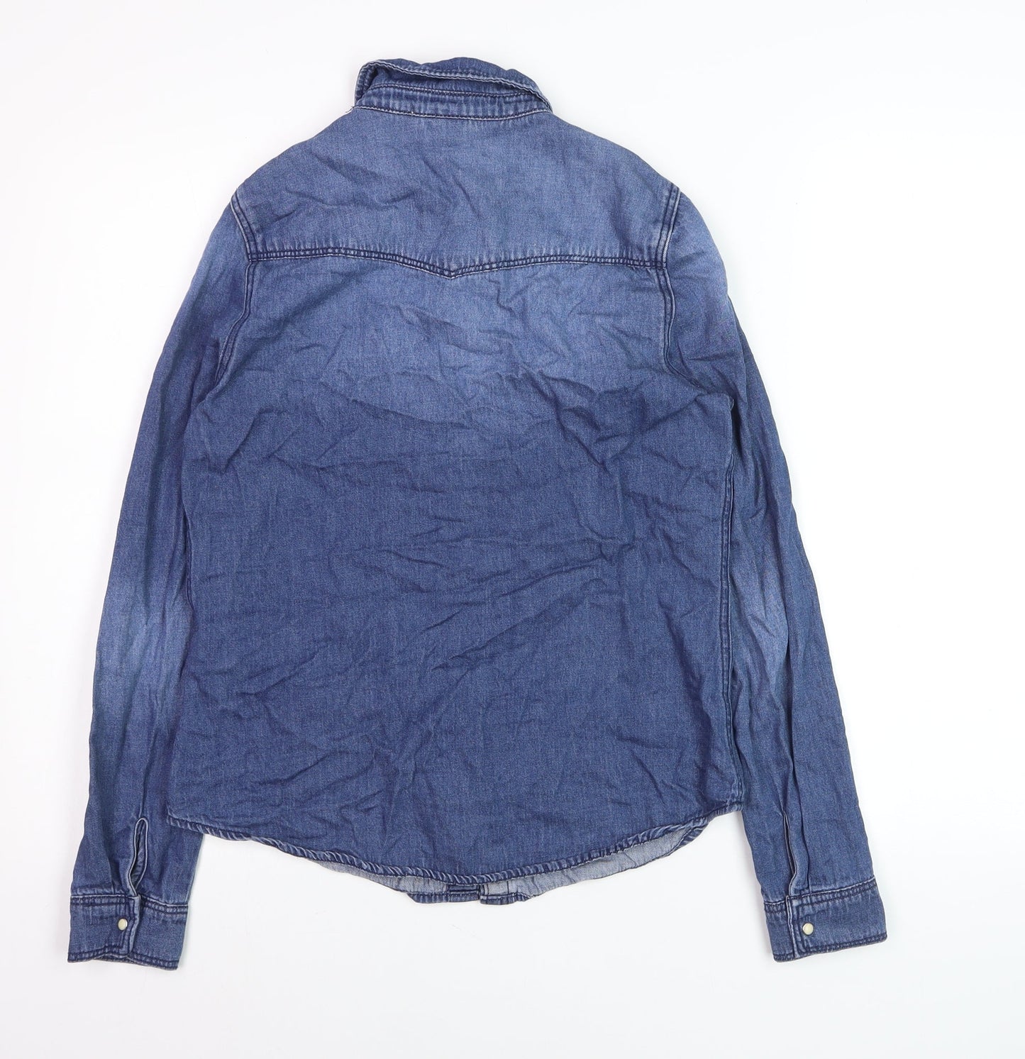 Vero Moda Women's Blue Denim Button-Up Long Sleeve Shirt S