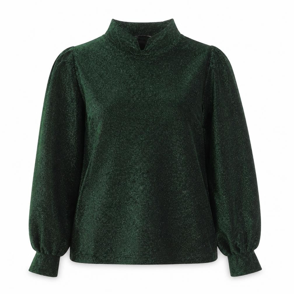 Gallery Women’s Green Glitter Mock Neck Long Sleeve Pullover Jumper Size 8