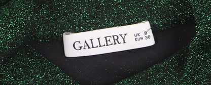 Additional view of Gallery Women’s Green Glitter Mock Neck Long Sleeve jumper, size UK 8