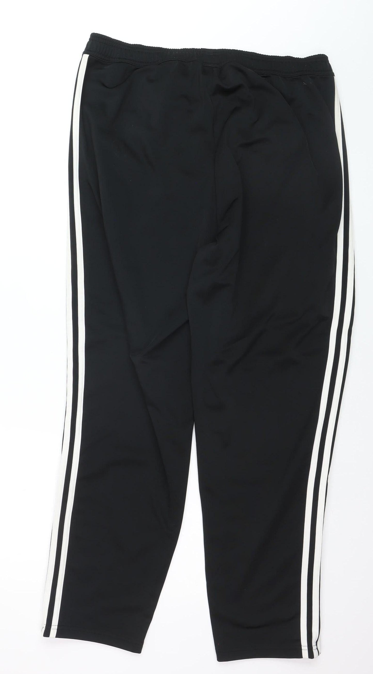 Adidas Men Black Track Pants L Regular Fit Sports Tapered Trousers