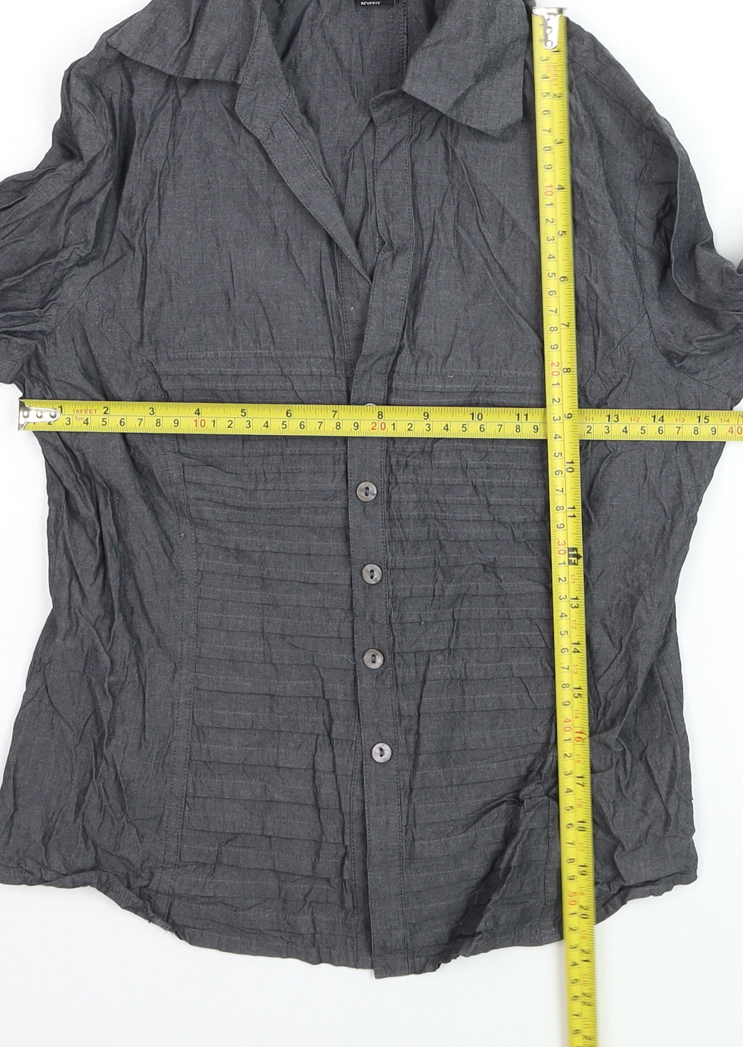 Tracy M Men's Grey Cotton Long Sleeve Button-Up Shirt S