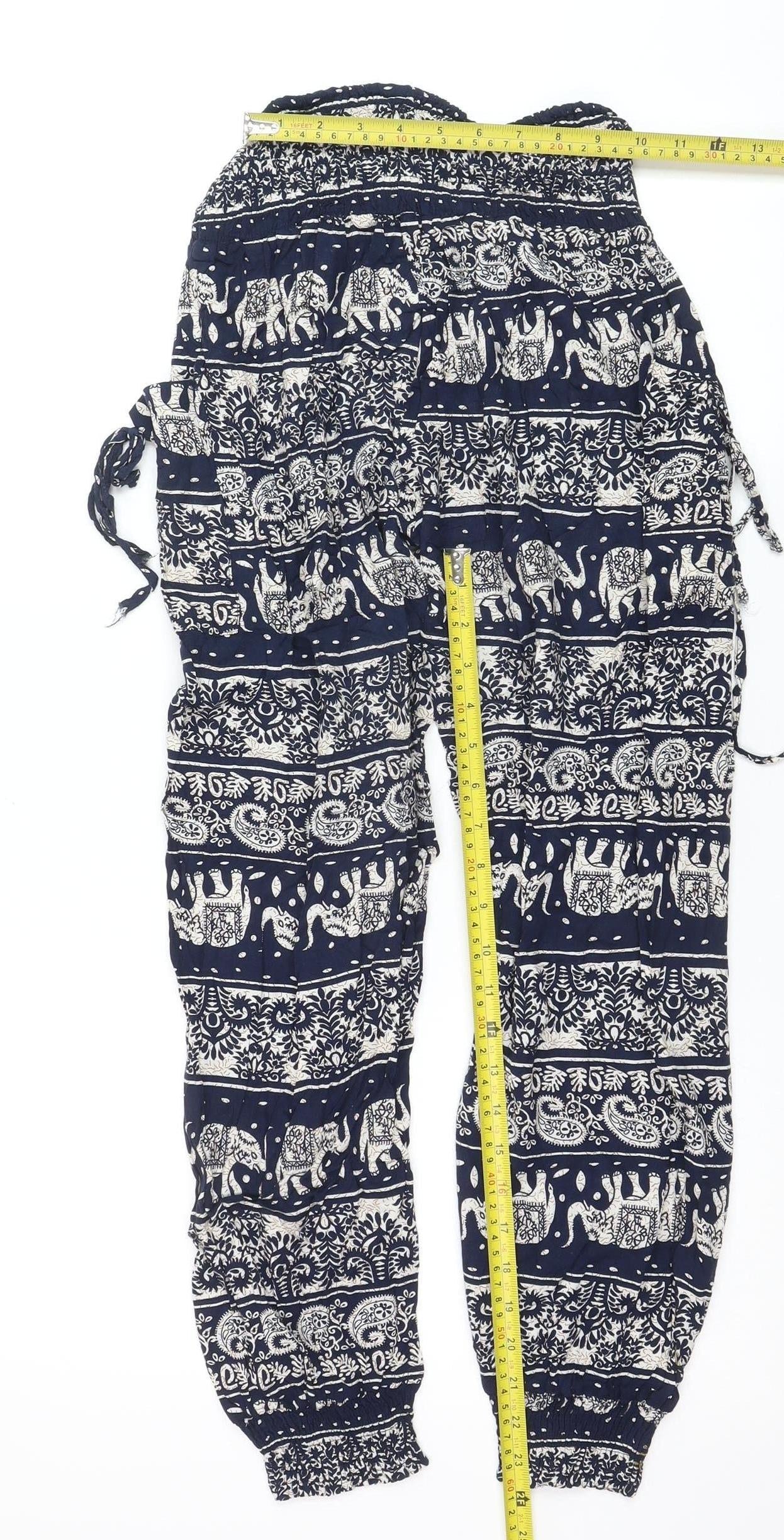 Stella Women’s Navy Elephant Print Harem Pants Size 10 Viscose Boho