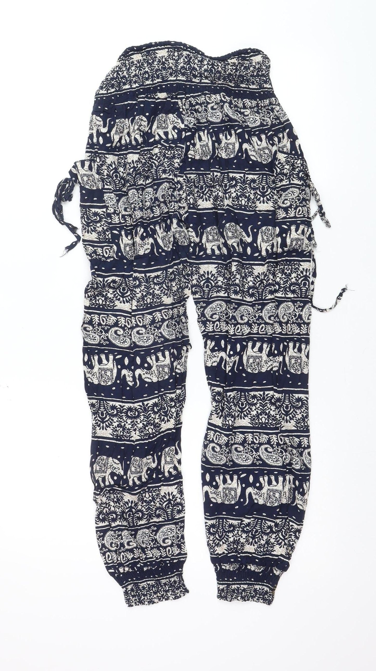 Stella Women’s Navy Elephant Print Harem Pants Size 10 Viscose Boho