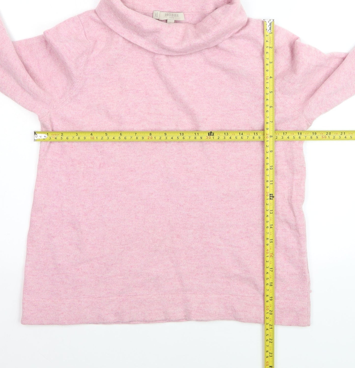 Hobbs Women’s Pink Roll Neck Merino Wool Cashmere Jumper L