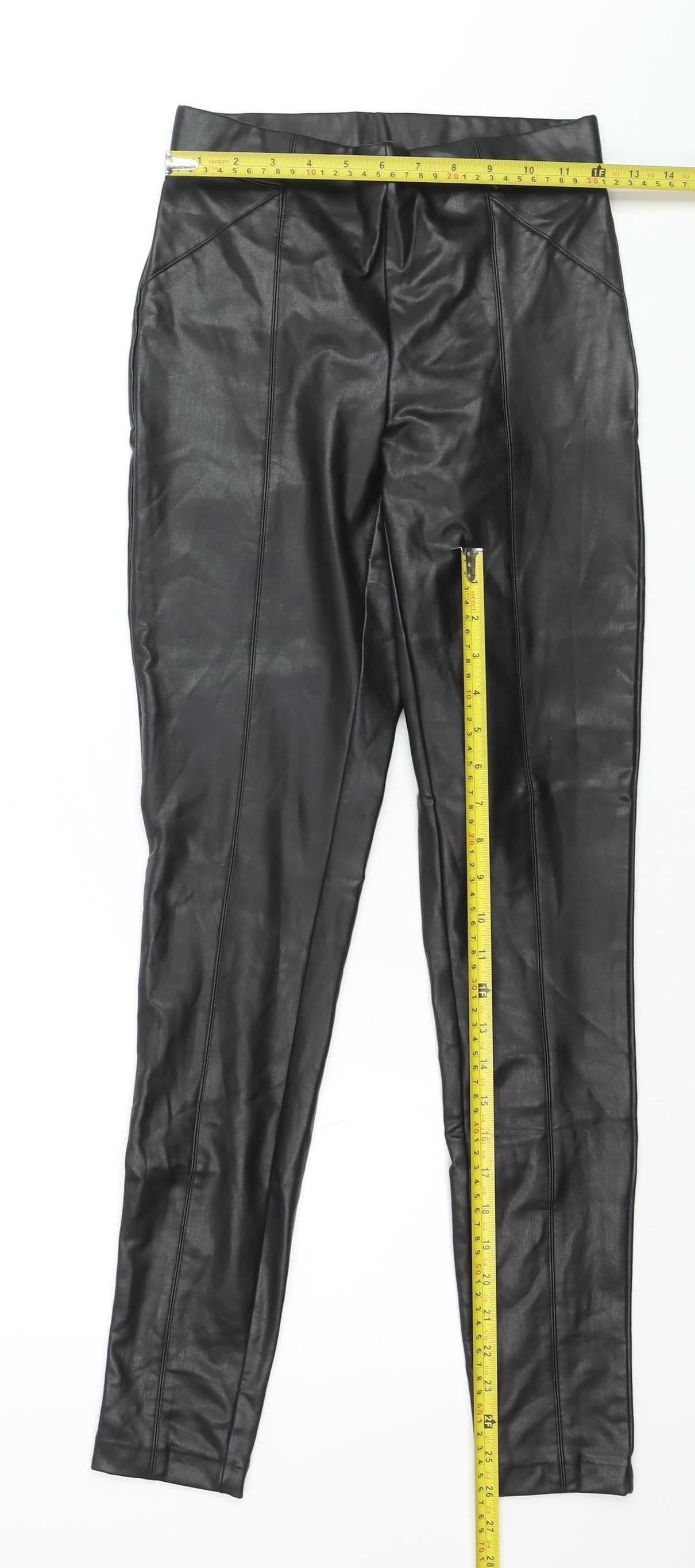 ONLY Womens Black Faux Leather High Rise XS Leggings
