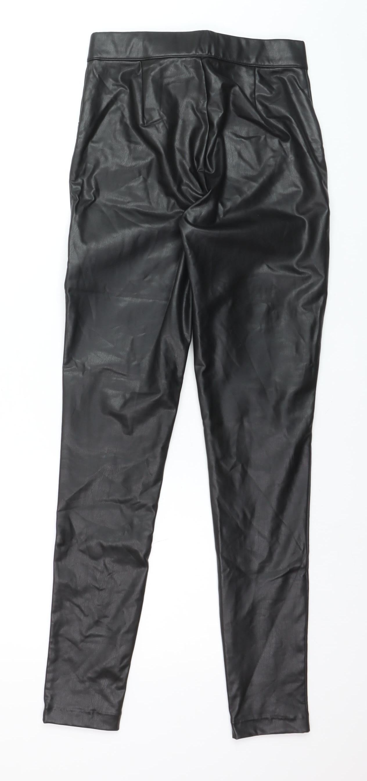 ONLY Womens Black Faux Leather High Rise XS Leggings