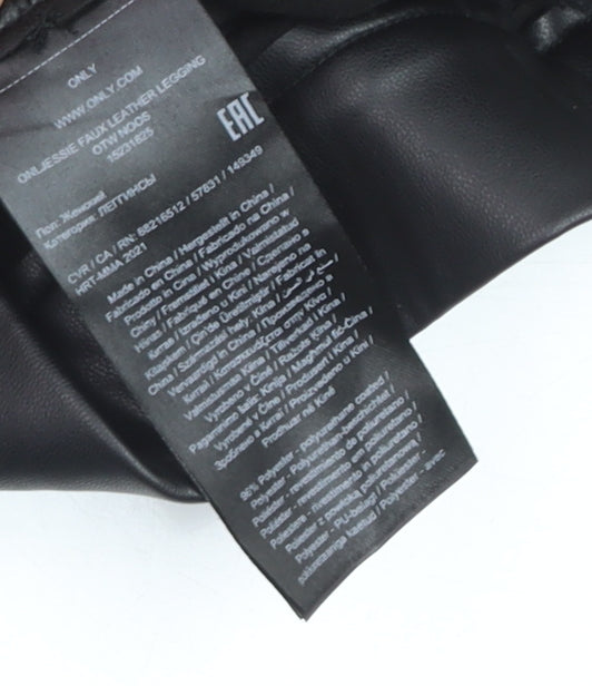 ONLY Womens Black Faux Leather High Rise XS Leggings