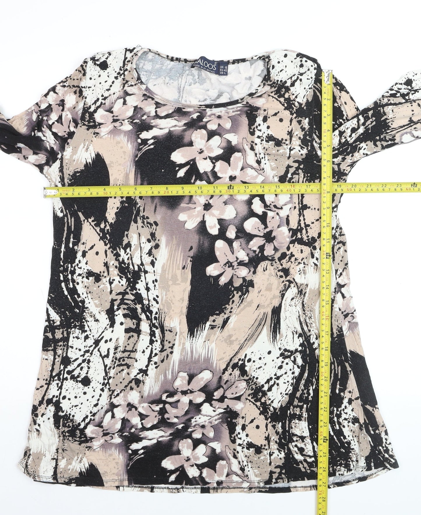 Saloos Women’s Multicoloured Floral Tunic Blouse UK 16 3/4 Sleeve