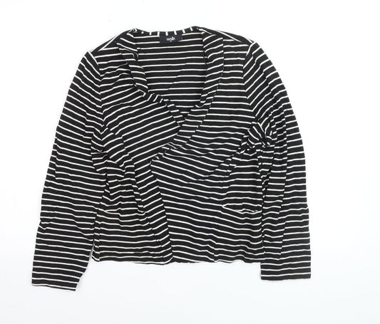 Wallis Women’s Black White Striped Jersey Blazer M Regular Fit
