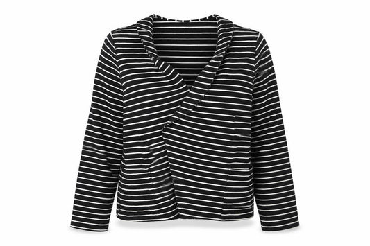 Wallis Women’s Black White Striped Jersey Blazer M Regular Fit