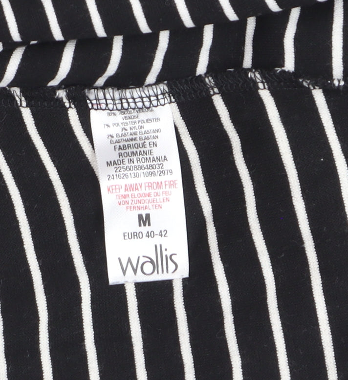 Wallis Women’s Black White Striped Jersey Blazer M Regular Fit