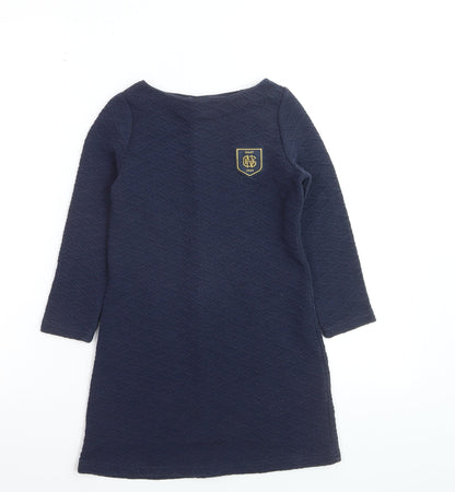 Additional front view of GANT girls’ blue quilted shift dress 5-6 years long sleeve casual