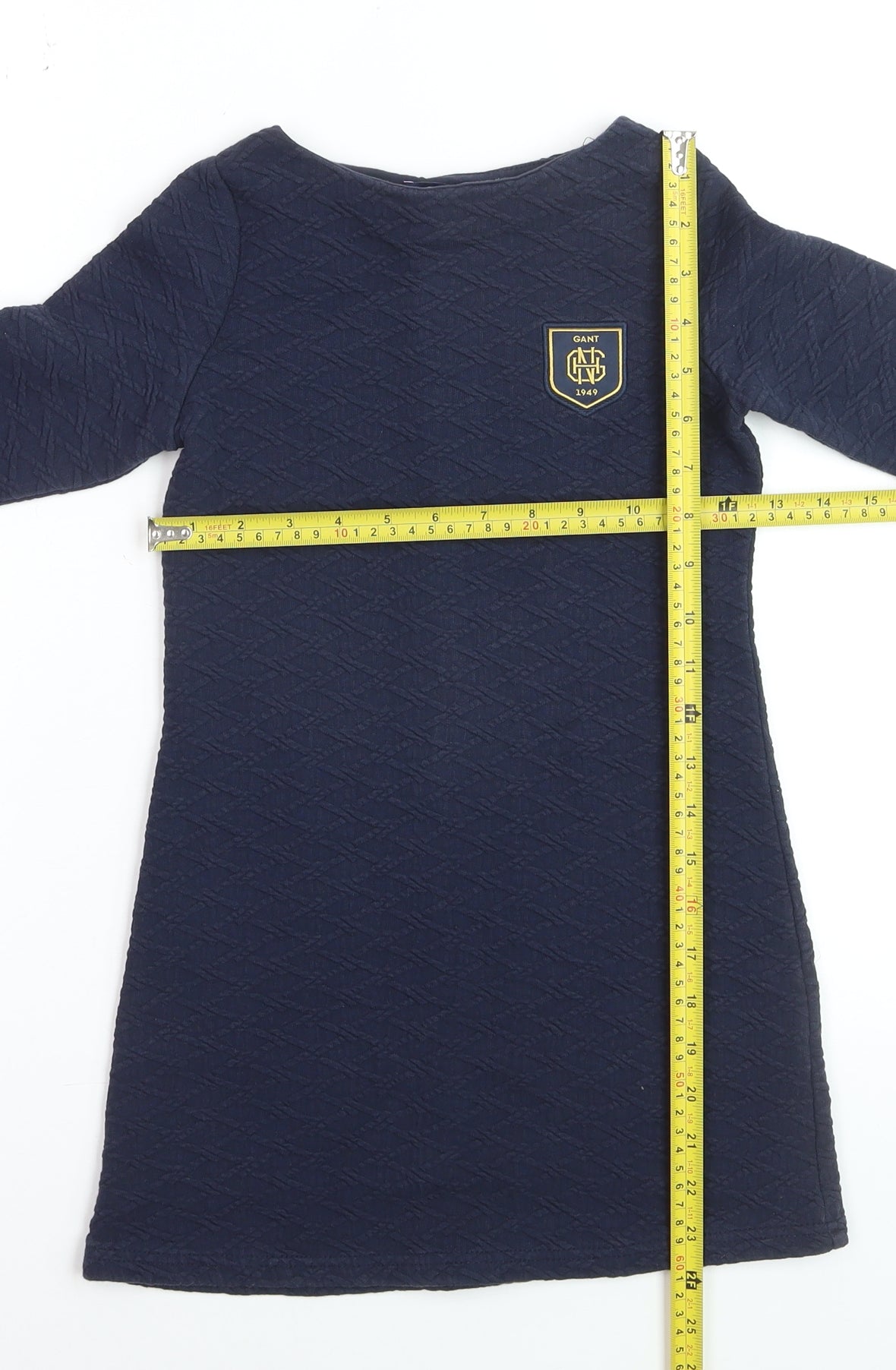 GANT Girls Blue Quilted Shift Dress 5-6 Years Long Sleeve Casual