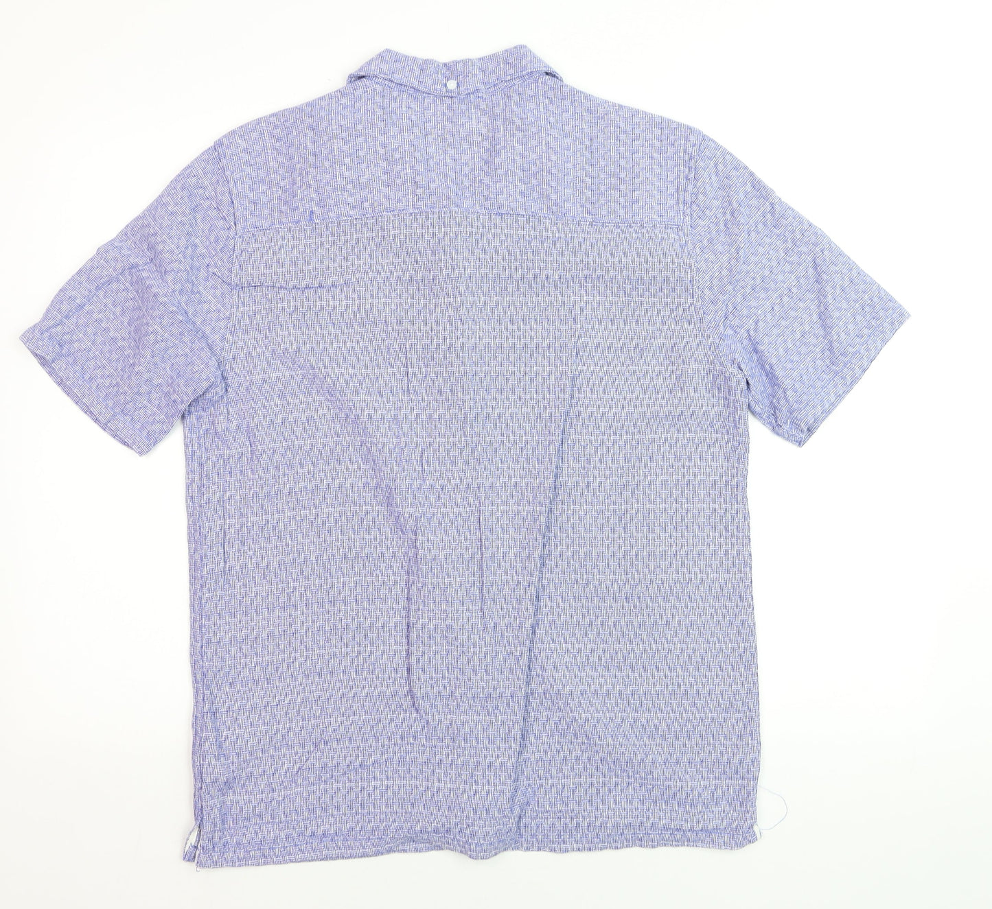 The Stronghold Men's Blue Geometric Regular Fit Cotton Short Sleeve Shirt - S