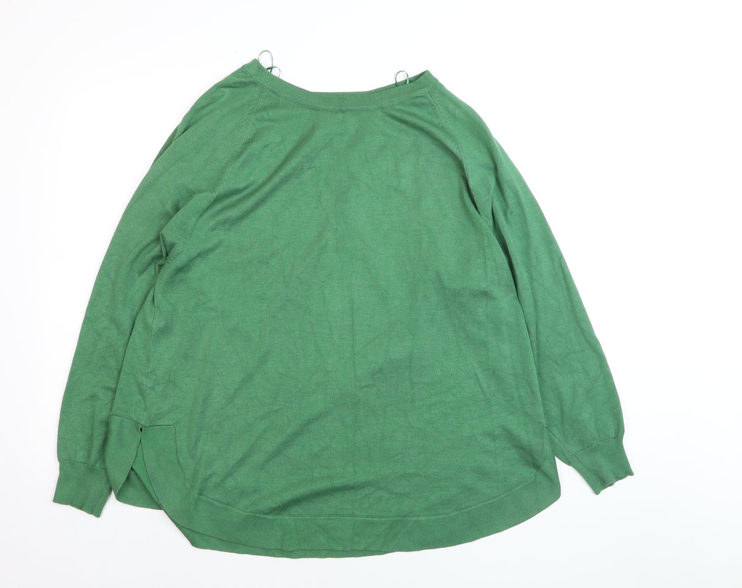 Gallery Women's Green XL Crew Neck Long Sleeve Knit Pullover Jumper