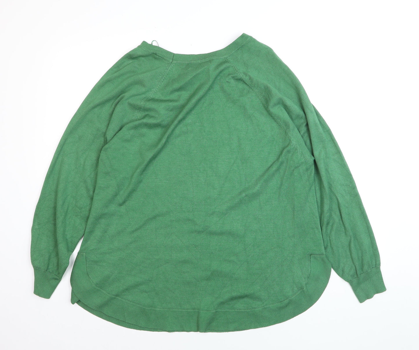Gallery Women's Green XL Crew Neck Long Sleeve Knit Pullover Jumper