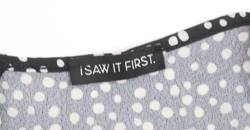 I Saw It First Womens Black Polka Dot Sweetheart Long Sleeve Blouse Size 18
