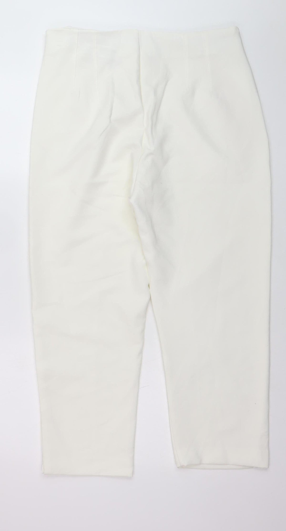Stradivarius Women White Slim Tapered Trousers Size 16