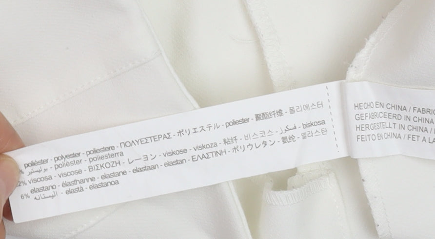 Stradivarius Women White Slim Tapered Trousers Size 16