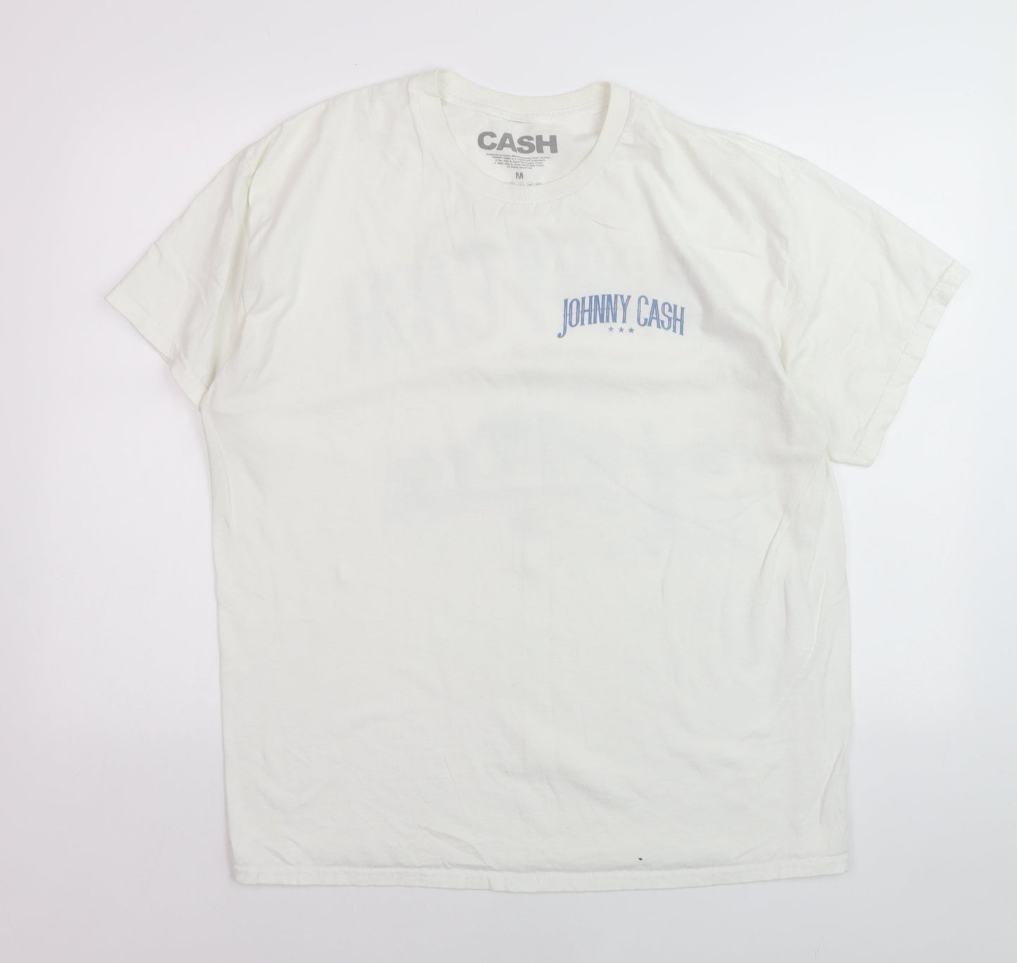 CASH Men’s White Johnny Cash Band Graphic Print T-Shirt M
