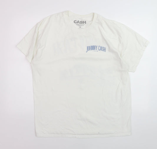 CASH Men’s White Johnny Cash Band Graphic Print T-Shirt M