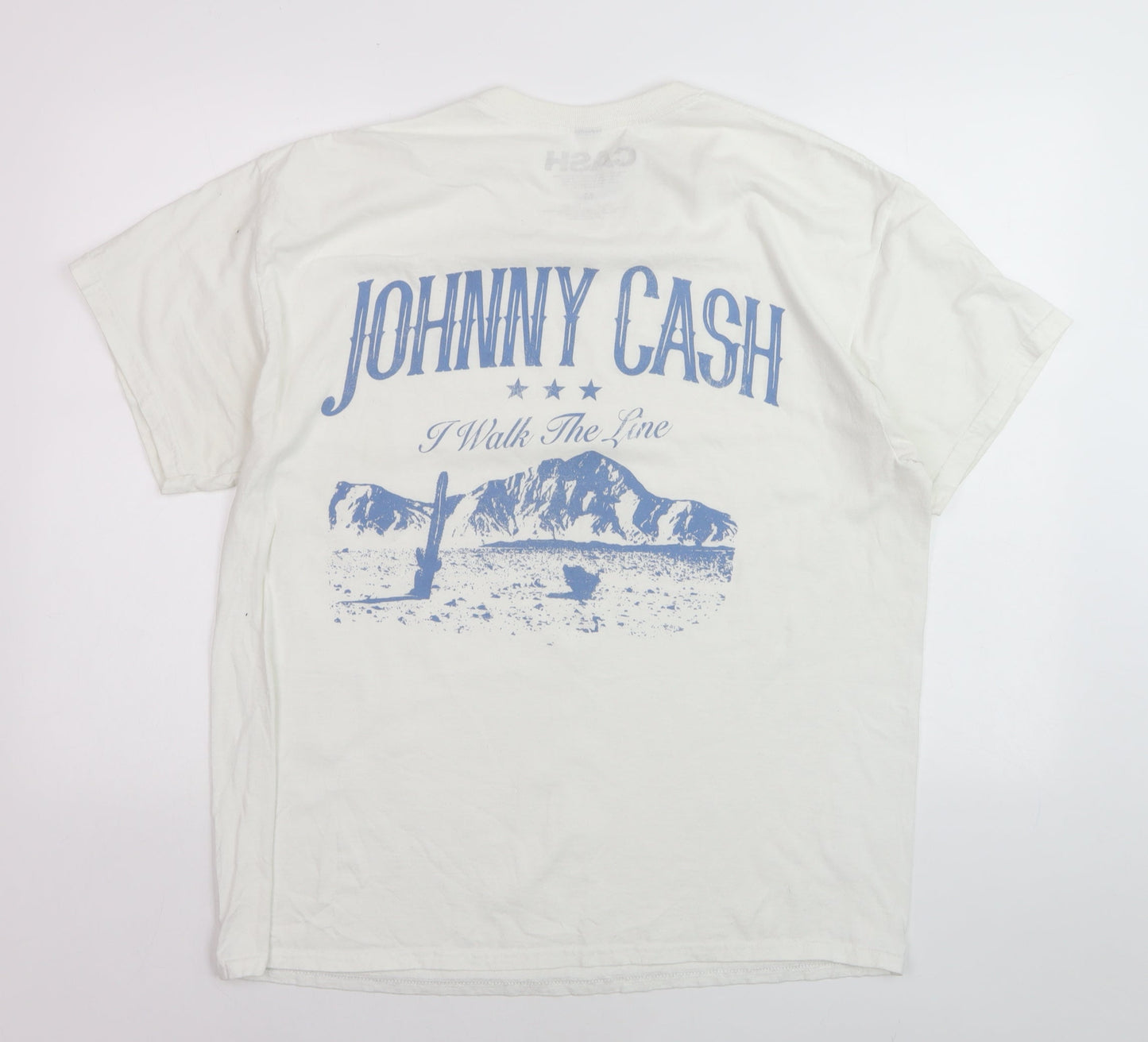 CASH Men’s White Johnny Cash Band Graphic Print T-Shirt M