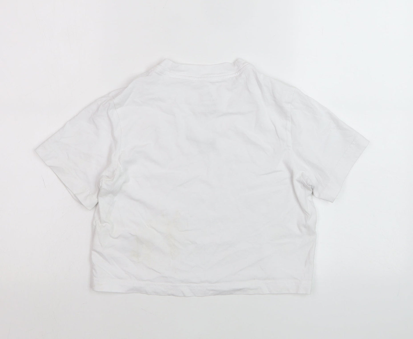 Nike Teens White Loose Fit Basic T-Shirt XS Cotton Crew Neck