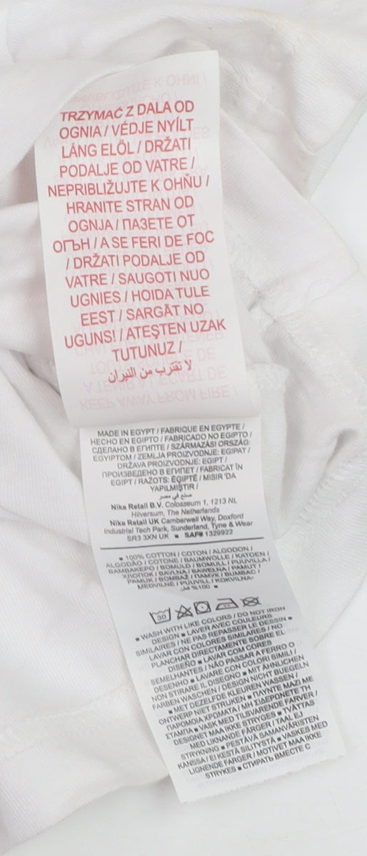 Nike Teens White Loose Fit Basic T-Shirt XS Cotton Crew Neck