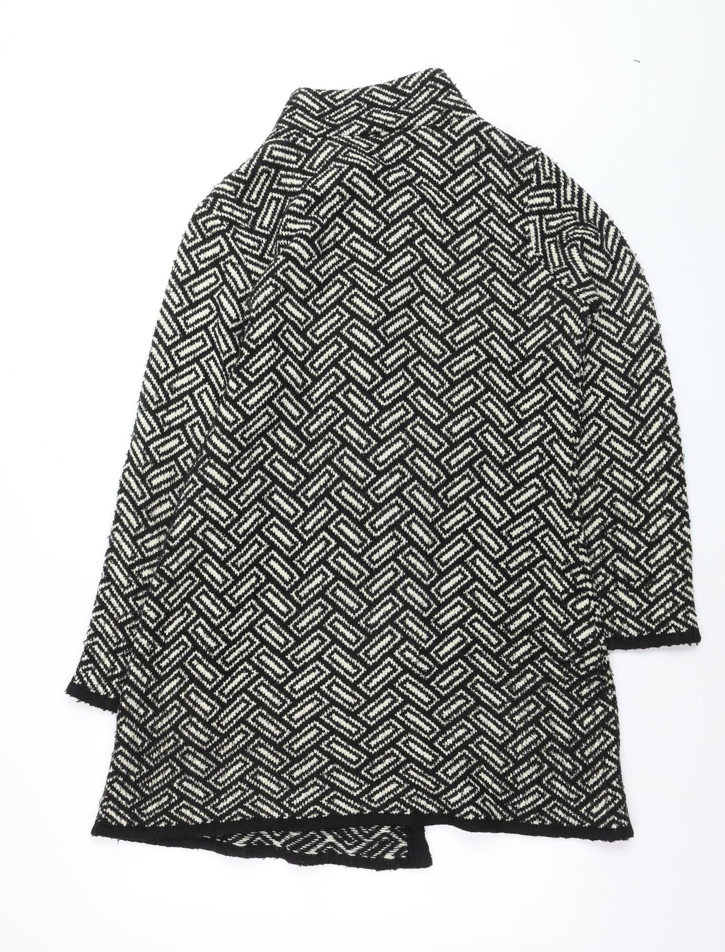 Wallis Women Black Wool Blend Mid-Length Overcoat M